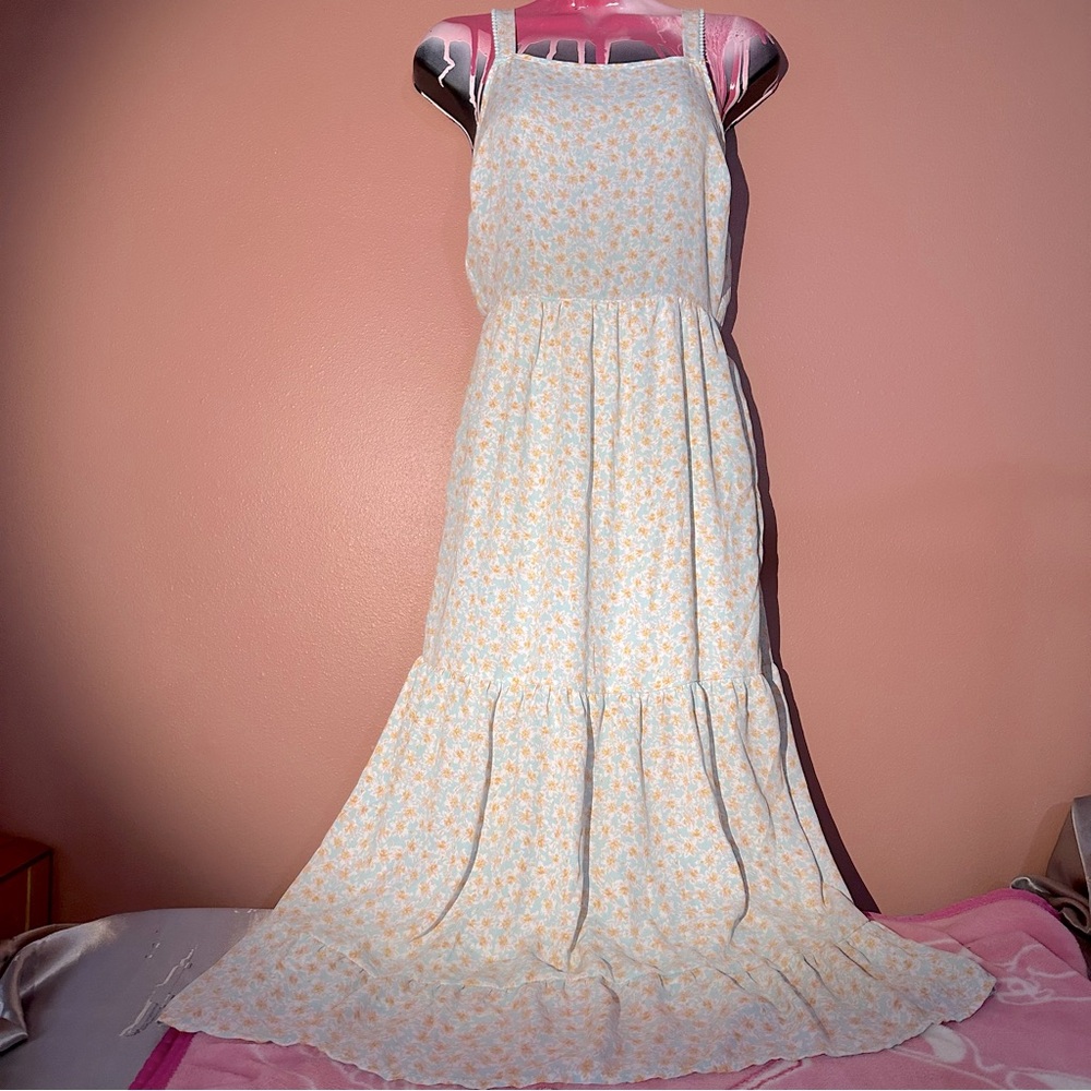Sienna Sky • Blue with Yellow Floral • Maxi Dress • Small
